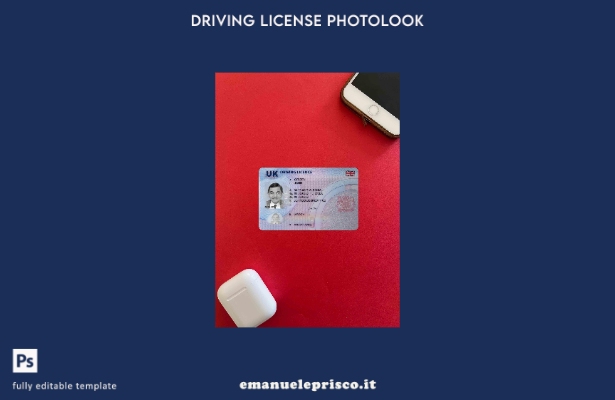 Patente di guida del Regno Unito in stile verificato, modello FRONTALE photolook